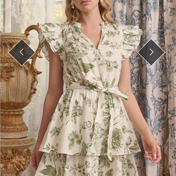 Gorgeous classic Sugarlips Green Floral Mini Dress - Picture 2 of 2